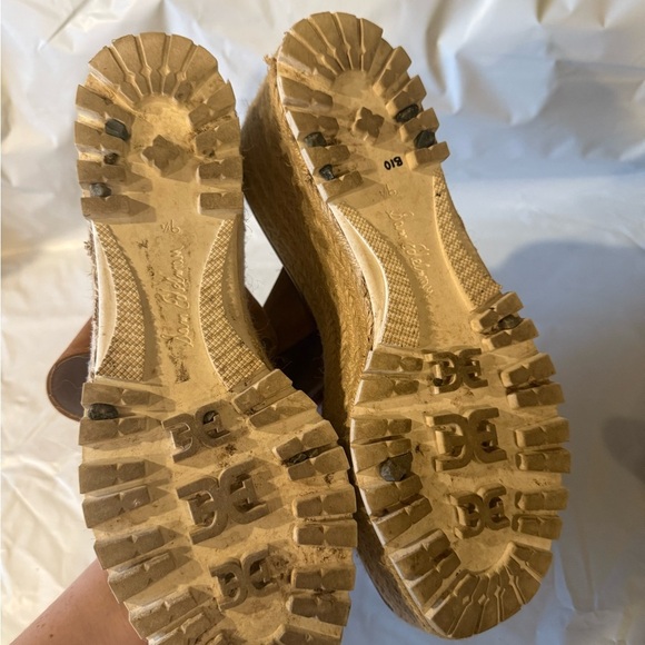 SAM EDELMAN Luca  Leather Wedge Platform Jute Sandals Womens Size 9.5 - Picture 5 of 9